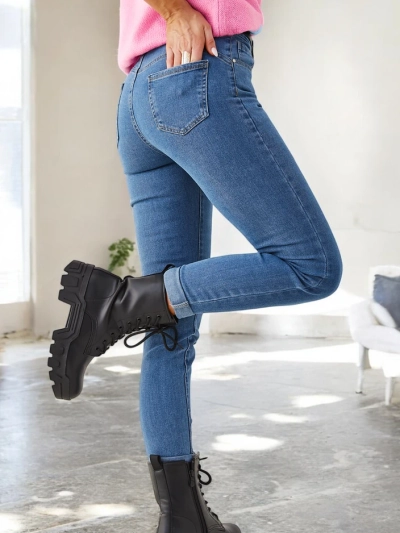 Royalfashion Дамски стеснени памучни дънки