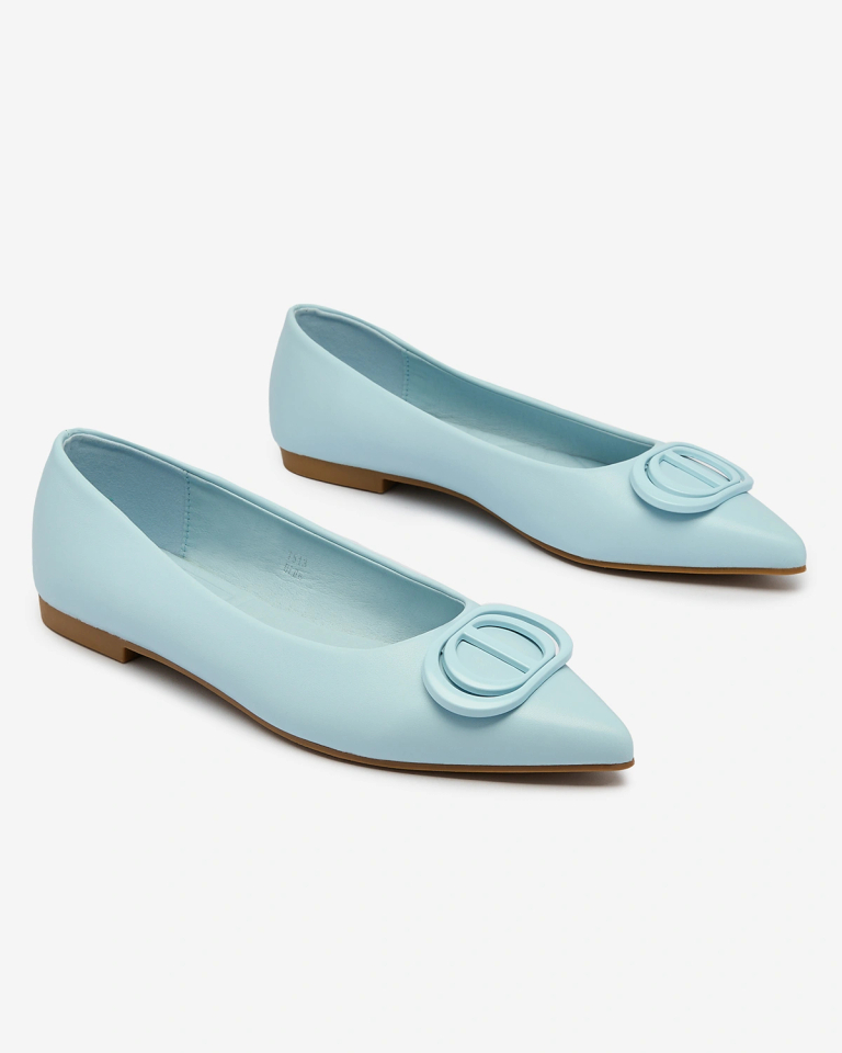 Royalfashion Сини дамски балерини със заострен връх и украса на носа Manixy