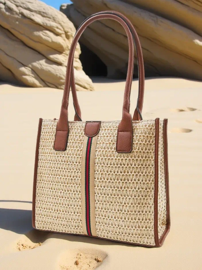 Royalfashion Голяма плажна чанта от слама за жени лято