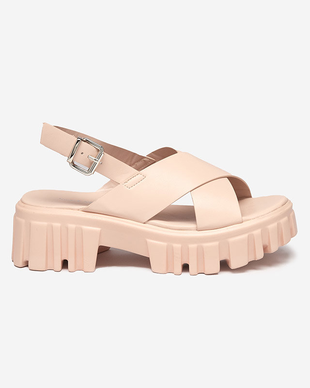 Jasnoróżowe damskie sandały na masywnej podeszwie Otida - Obuwie