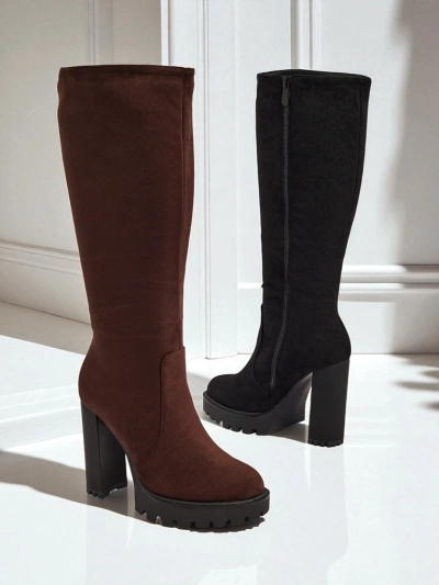 Дамски еко велурени ботуши на ток GaleNest