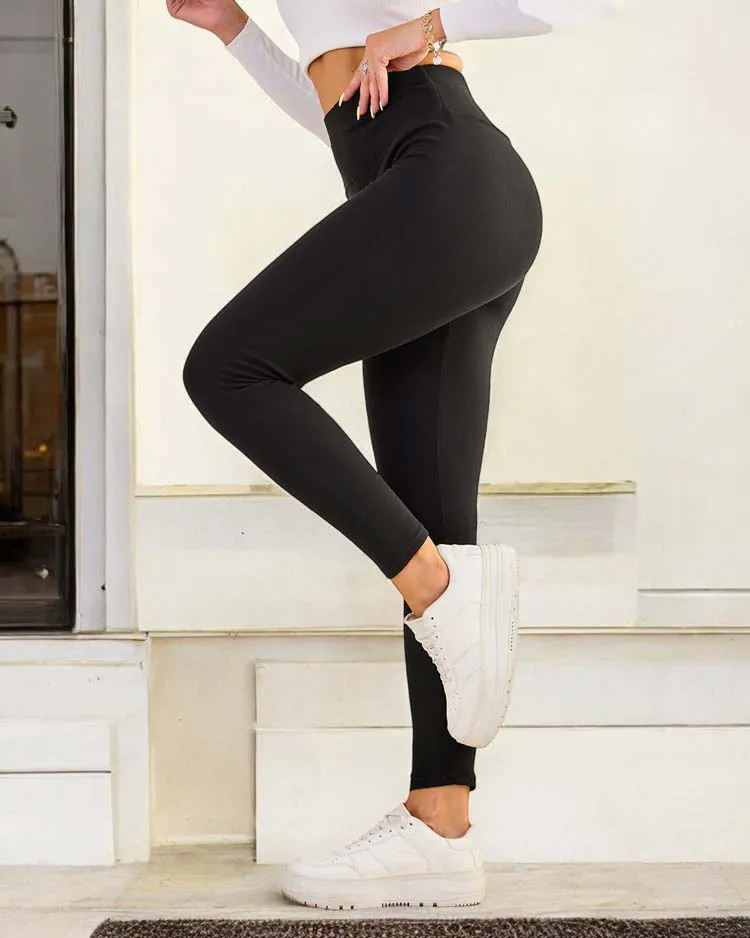 Royalfashion Дамски памучни гамаши с оребряване