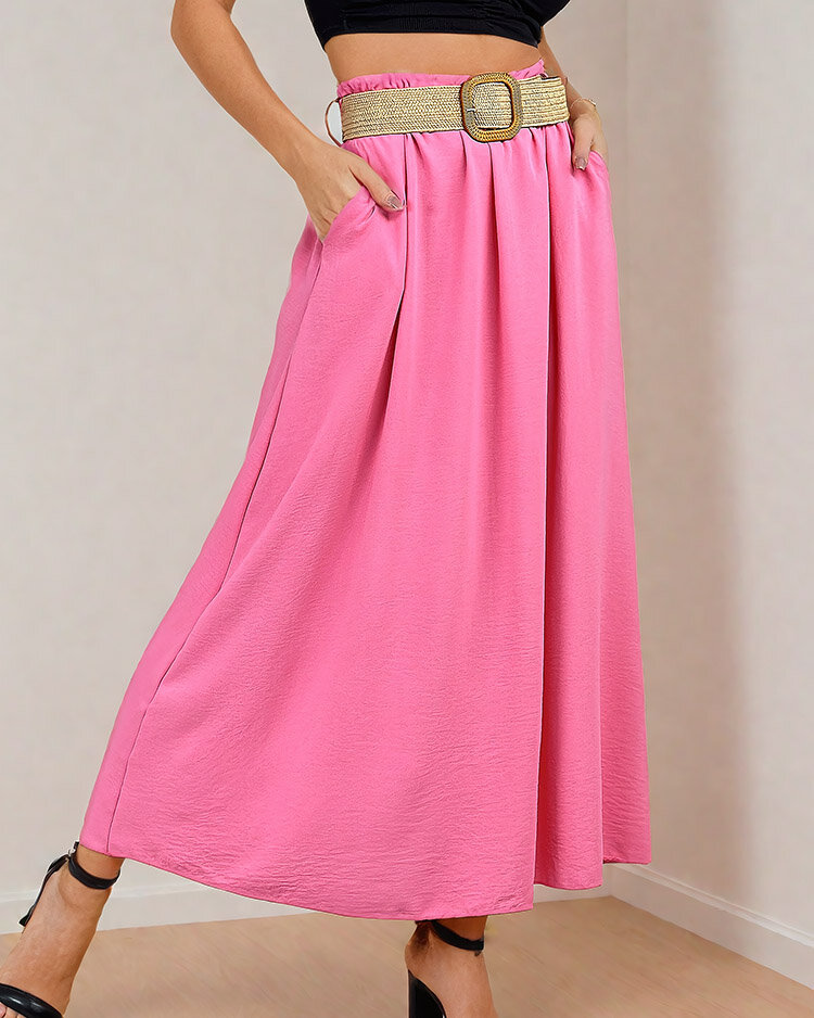 Royalfashion Дамска миди пола с колан