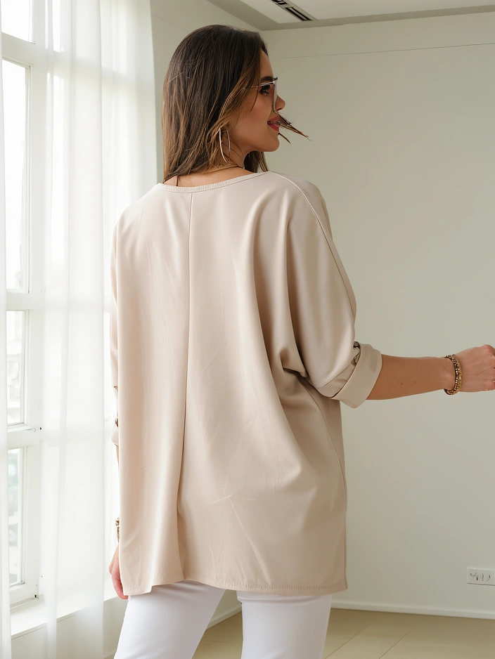 Royalfashion Дамска блуза от вискоза с букви от камъни