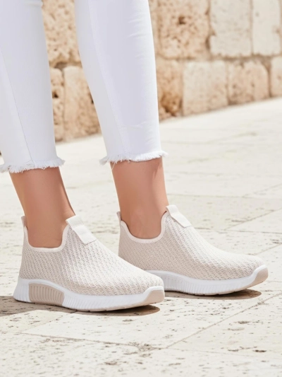 Дамски бежови сникърси Eulalia Slip-On плосък ток плат лято пролет