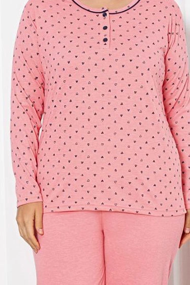 Royalfashion Дамски памучен комплект пижама с мотиви на сърца ПРИДОБИРАНЕ РАЗМЕР