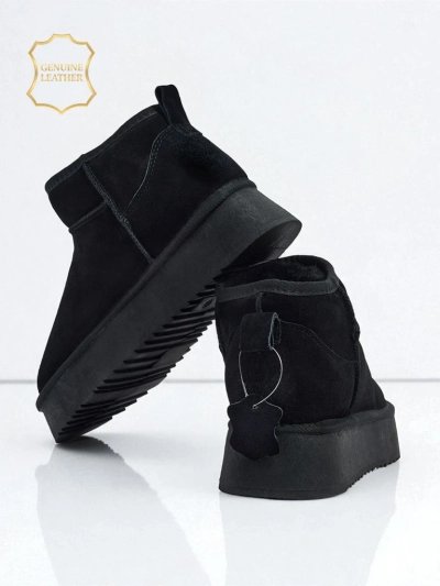 Къси дамски боти а'ла сноубутс от естествена кожа Elunara