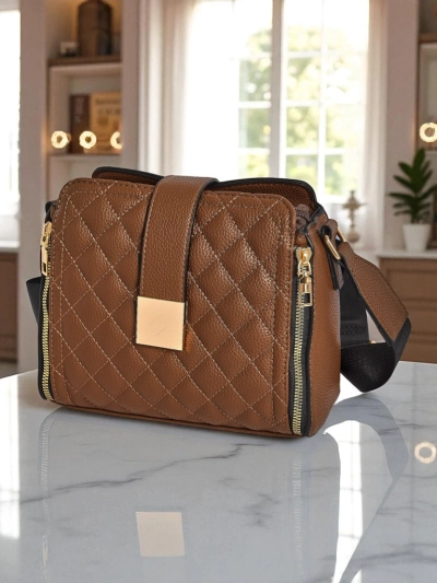 Дамска чанта Aurelia – тъмнокафява, екологична патентована кожа, 22x20cm