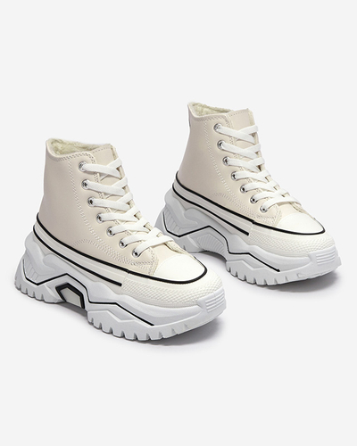 Дамски кремави спортни обувки a'la с платформа Retiha - Обувки