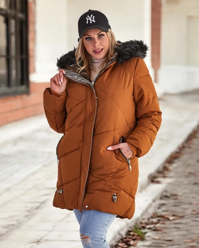 Royalfashion Кафяво дамско зимно яке