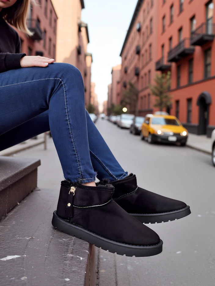 Royalfashion Къси боти, наподобяващи женски снежни боти Fefoz