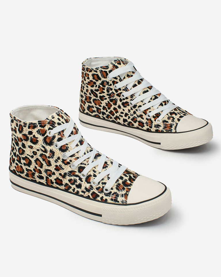 Royalfashion Дамски високи кецове в бежово с модерен десен Jungle Jive