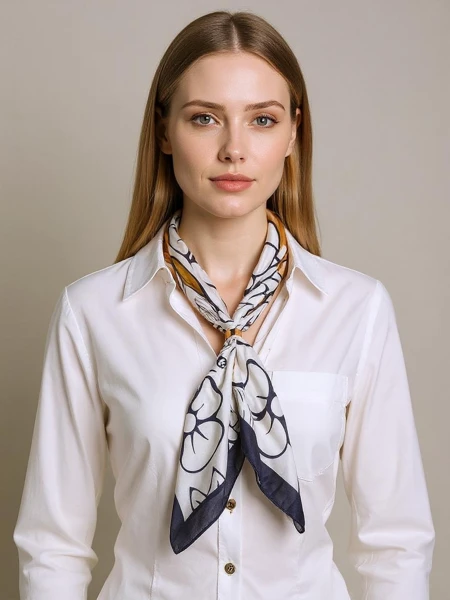 Aurelia Bianca – лека дамска кърпичка с флорален мотив от полиестер