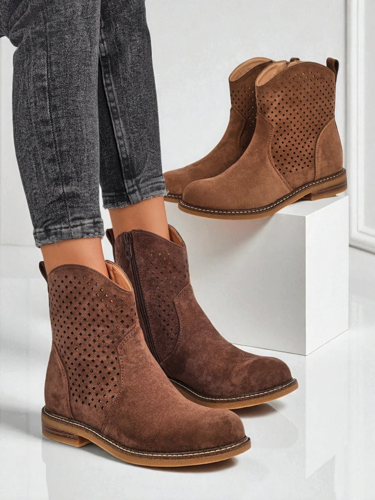 Royalfashion Дамски ажурни боти Toffas