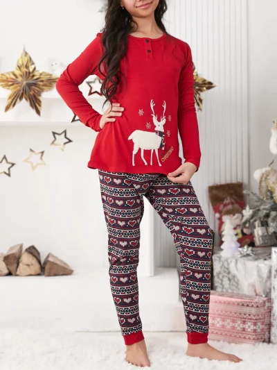 Роялфешън Коледни Памучни Пижами за Деца с Полярен Елен