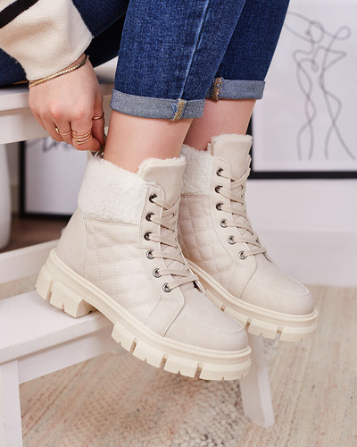 Royalfashion Бежови дамски изолирани ботуши Hogenaf