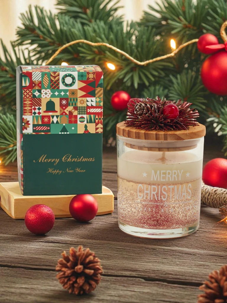 Коледна ароматна свещ Merry Christmas Happy New Year