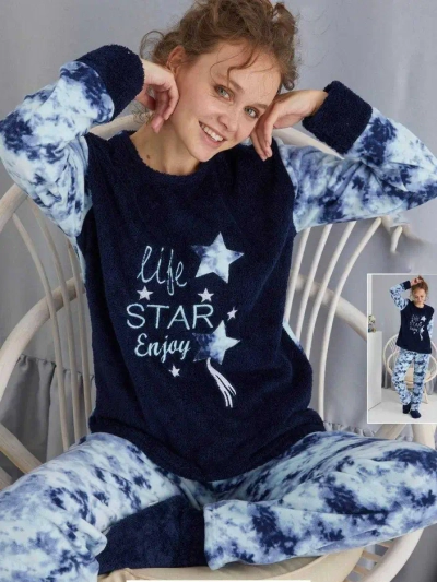 Royalfashion Дамски пижами а'ла флийс Life Star Enjoy