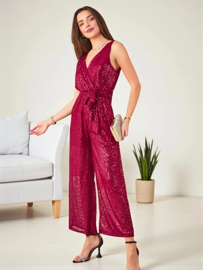 Royalfashion Дълъг дамски комбинезон с пайети