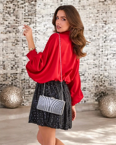 Royalfashion Къса дамска пола с пайети