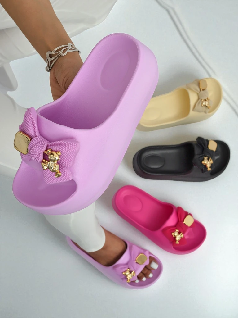 Royalfashion Дамски гумени джапанки с декоративна панделка Alday