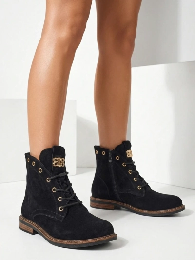 Дамски боти Aurelia Romano от естествен велур – кафяви, с пух