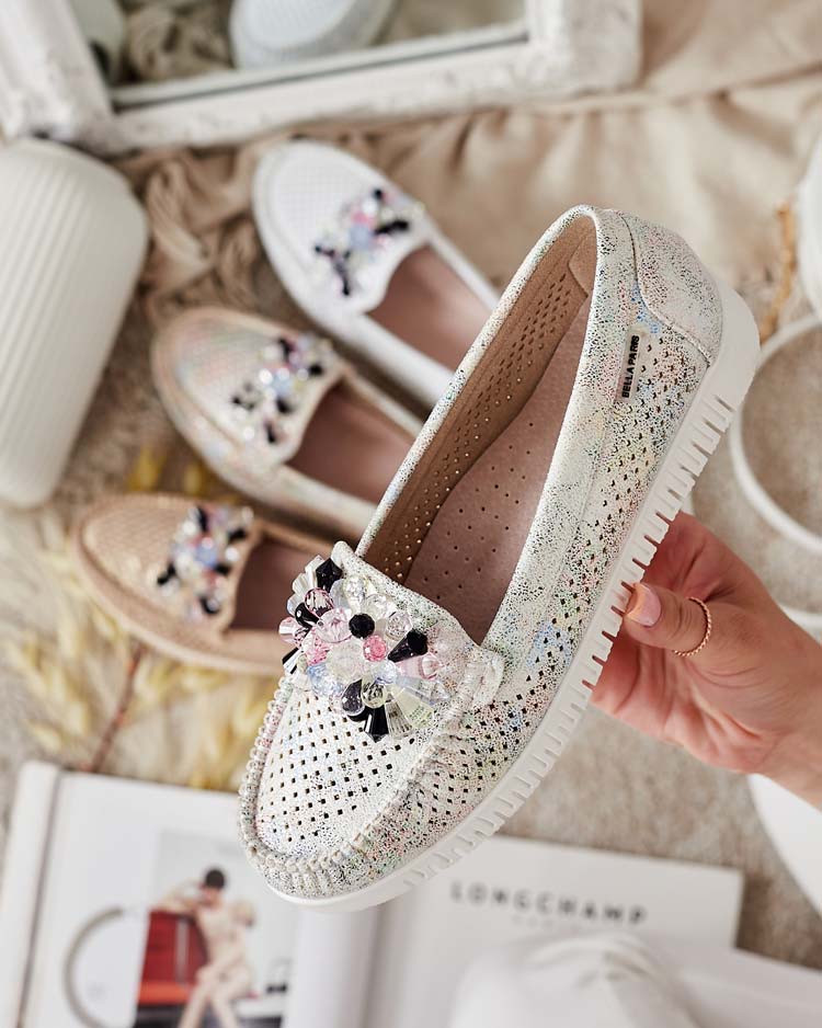 Royalfashion Дамски ажурни мокасини с мъниста Nasfali