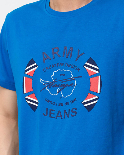 Jasnoniebieski męski t-shirt z nadrukiem - Odzież