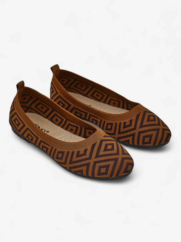 Royalfashion дамски платнени балеринки с геометричен принт Metric