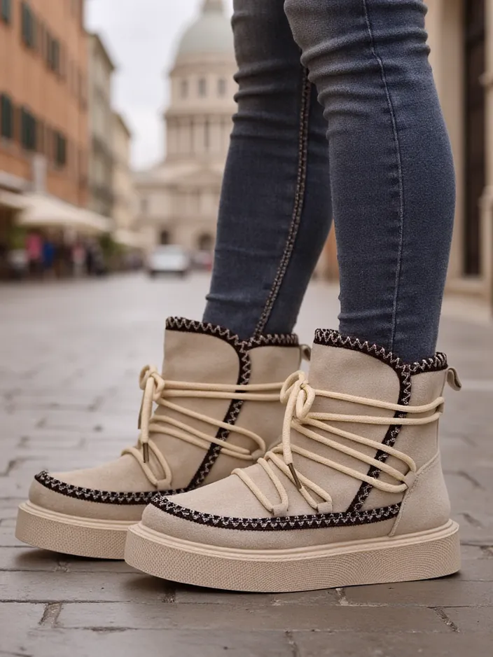 Royalfashion Жени дантелени зимни обувки Stozi