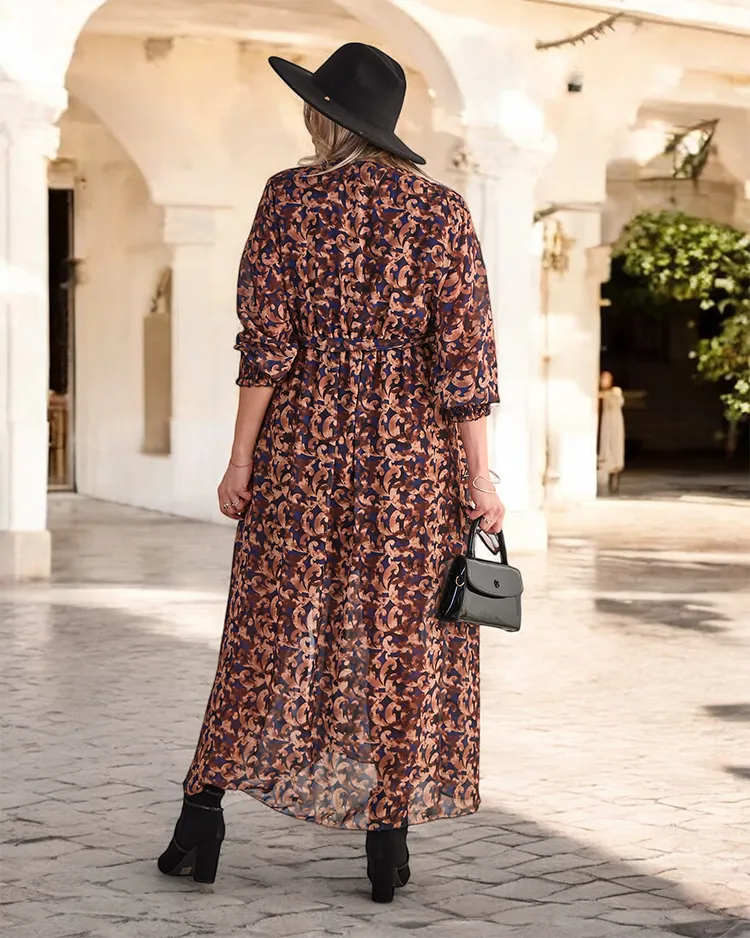 Royalfashion Дамска макси рокля с каре