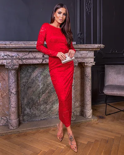 Дамска дълга дантелена рокля на Royalfashion