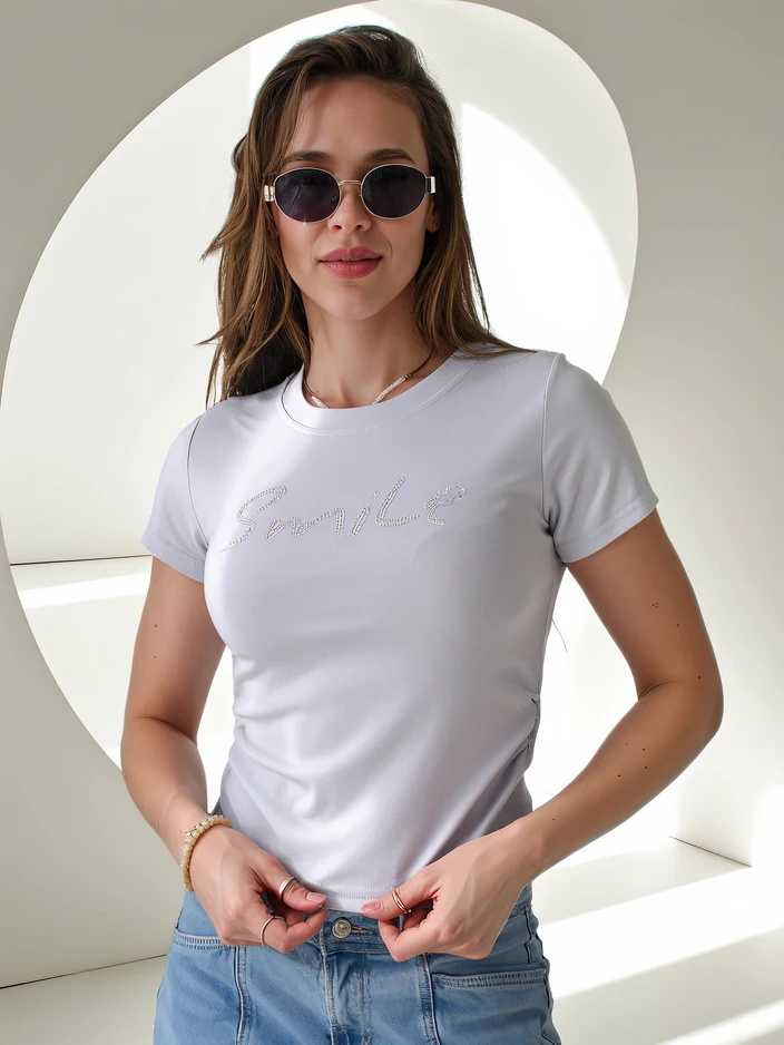 Royalfashion Женска памучна блуза с надпис