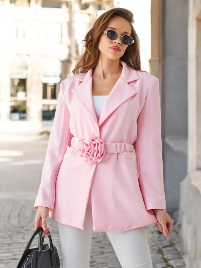 Рокля на Royalfashion с колан и декоративен цвете