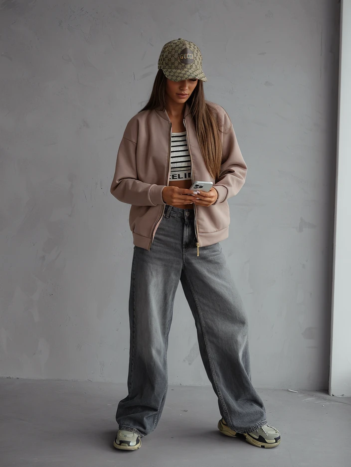 Royalfashion Зипов суитшърт с бомбер кройка