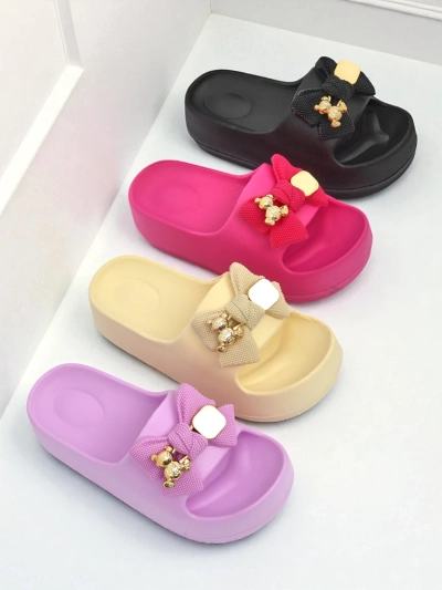 Royalfashion Дамски гумени джапанки с декоративна панделка Alday