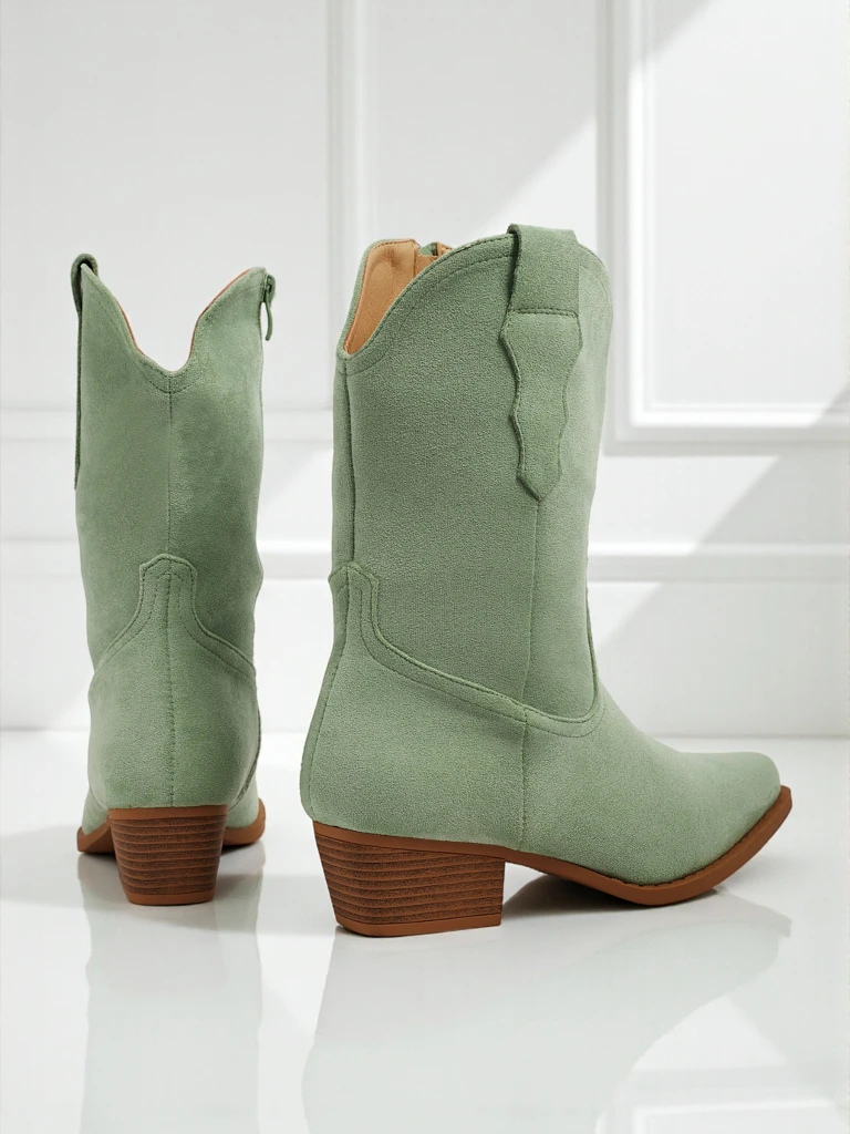 Дамски еко велурени каубойски ботуши SpireHush