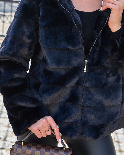 Royalfashion Черно дамско яке с имитация на кожа