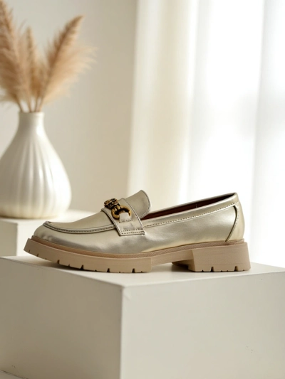 Royalfashion Женски мокасини с позлата Goldlove