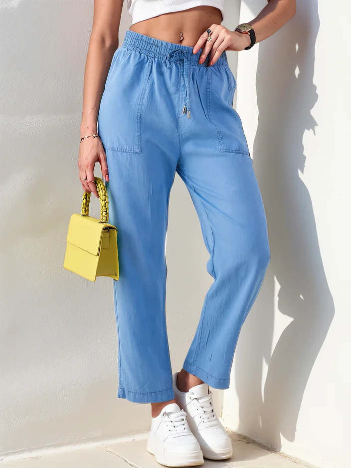 Royalfashion Прави дамски панталони от тъкан 7/8