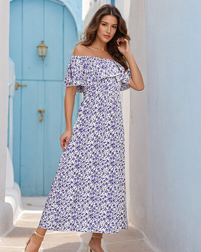 Royalfashion Дамска миди рокля a'la hiszpanka