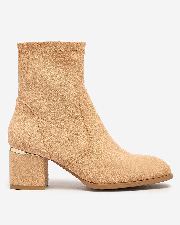 Royalfashion Светлокафяви дамски ботуши с нисък ток Rejerra