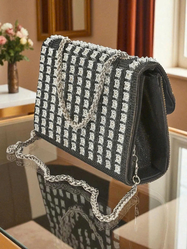 Royalfashion Дамска чанта клъч с цирконии Elira Dusk