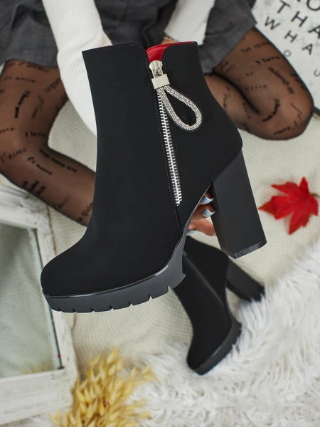 Дамски еко кожени боти до глезена на ток Marellin