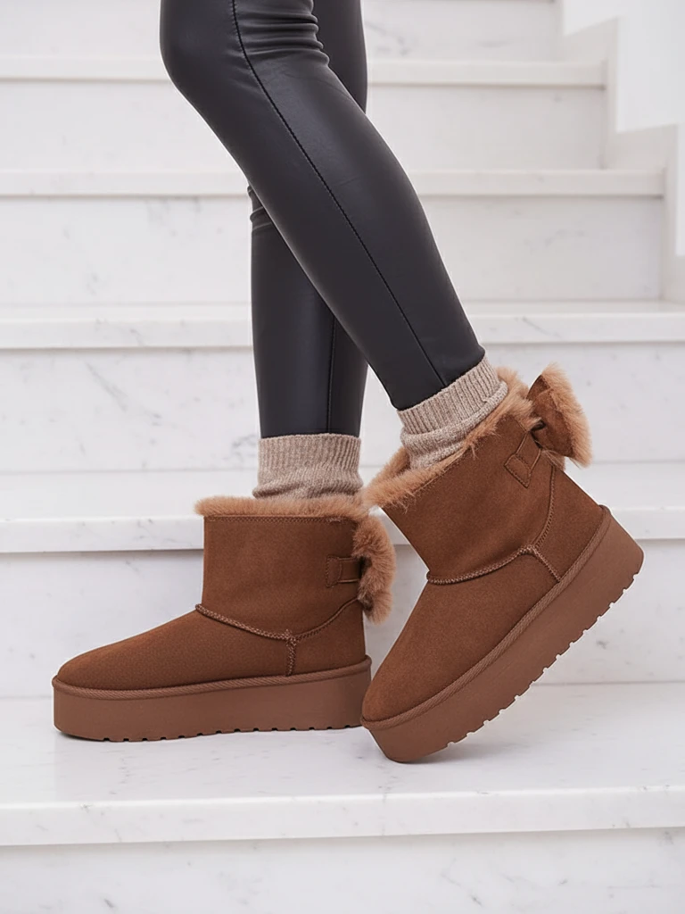 Royalfashion Дамски ботуши a'la snow boots в кафяво Goroggo