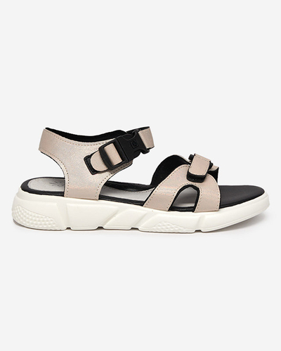 Dziecięce błyszczące sandały w kolorze beżowym Leepe- Obuwie