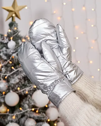 Royalfashion Дамски сребърни ръкавици