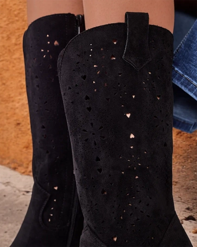 Royalfashion Evolle ажурни ботуши на ток