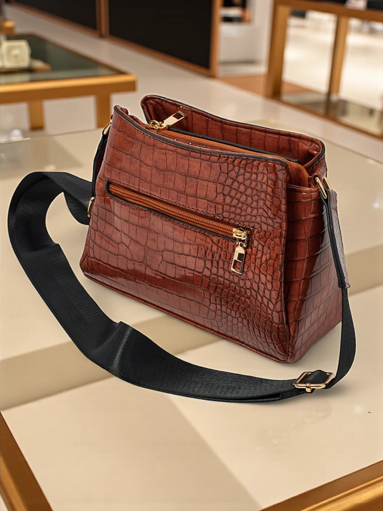 Лакирана малка дамска чанта от еко кожа Midnight Fern