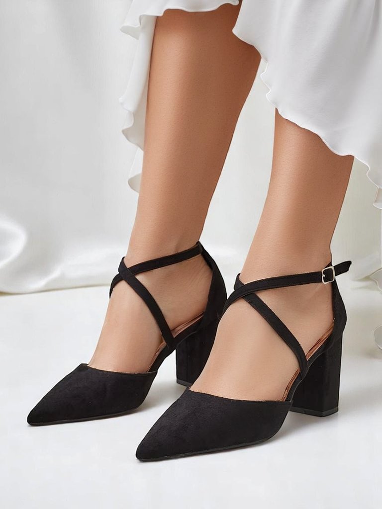 Royalfashion дамски еко-замшени помпи с каишки Kanastru